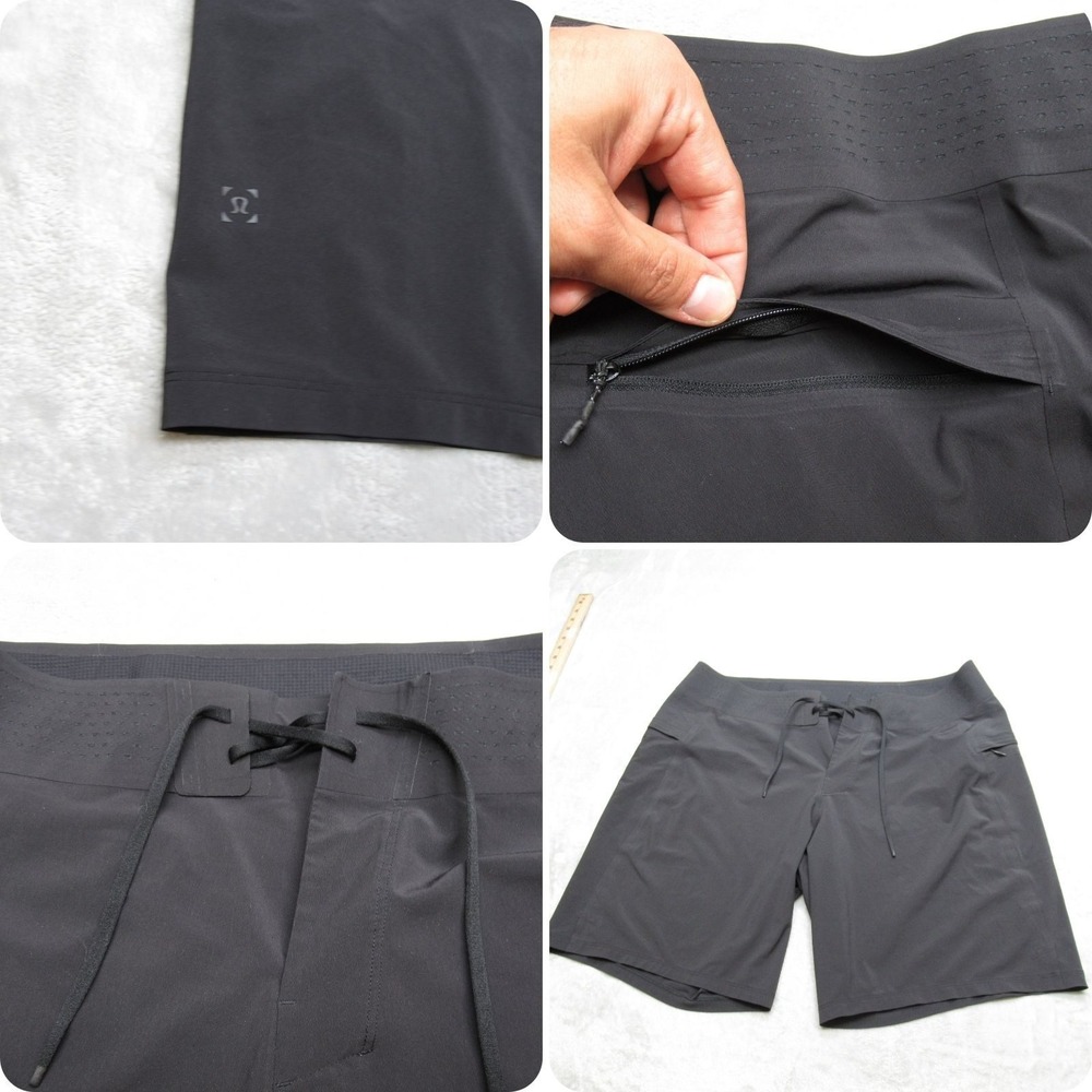 Lululemon Board Shorts Men 36 Black Drawstring Swim Trunks Shorts Current State‎